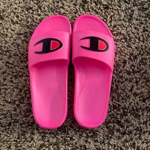 Pink champion slides size 7